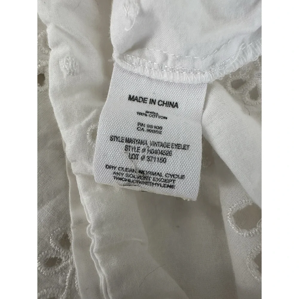 Theory Maryana Vintage Eyelet Blouse Jacket Small‎ White Boho Tassels Airy L/S